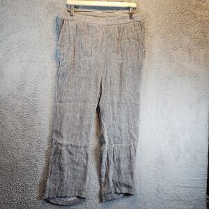 Modern Works Pants Womens 3X Gray Striped High Rise Straight Leg‎ Elastic Waist